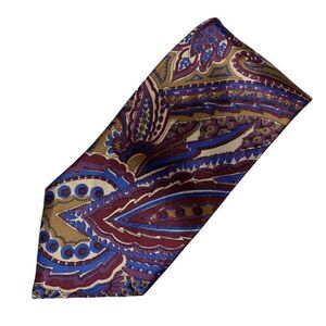 Vintage Etienne Aigner Tie Men's Purple Gold Blue Paisley Office Retro